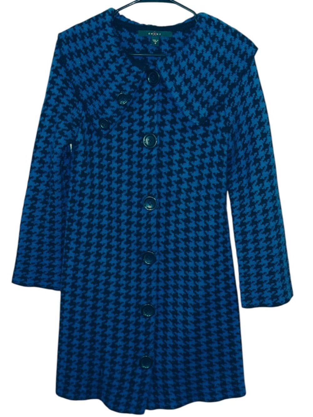 Fever Houndstooth Button Down Cardigan Sweater Coat